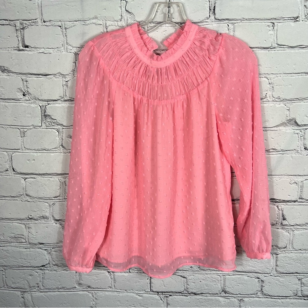J. Crew Pink Ruffled Bib Collar Blouse Size XXS (E5)